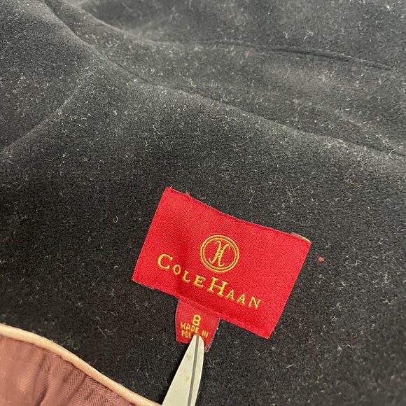 Cole Haan Womens Black Wool Blend Button-Up Long Coat Size 8 - Picture 9 of 10